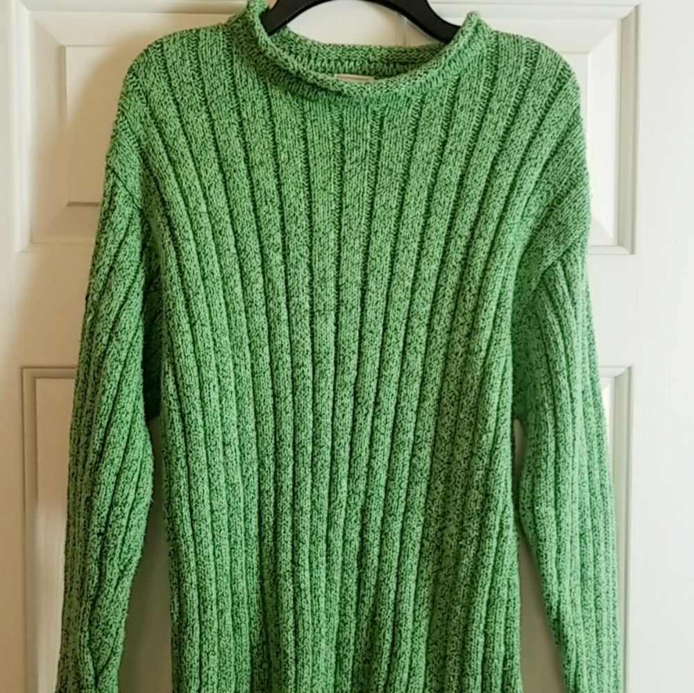 ALPS Women Cable Knit Green Sweater Sz Large